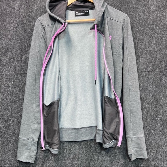 UNDER ARMOUR Women’s Gray Full Zip Hoodie Hooded Sweatshirt Size Small - Picture 11 of 11
